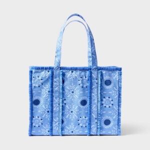 Roller Rabbit Blue Floral Quilted Tote